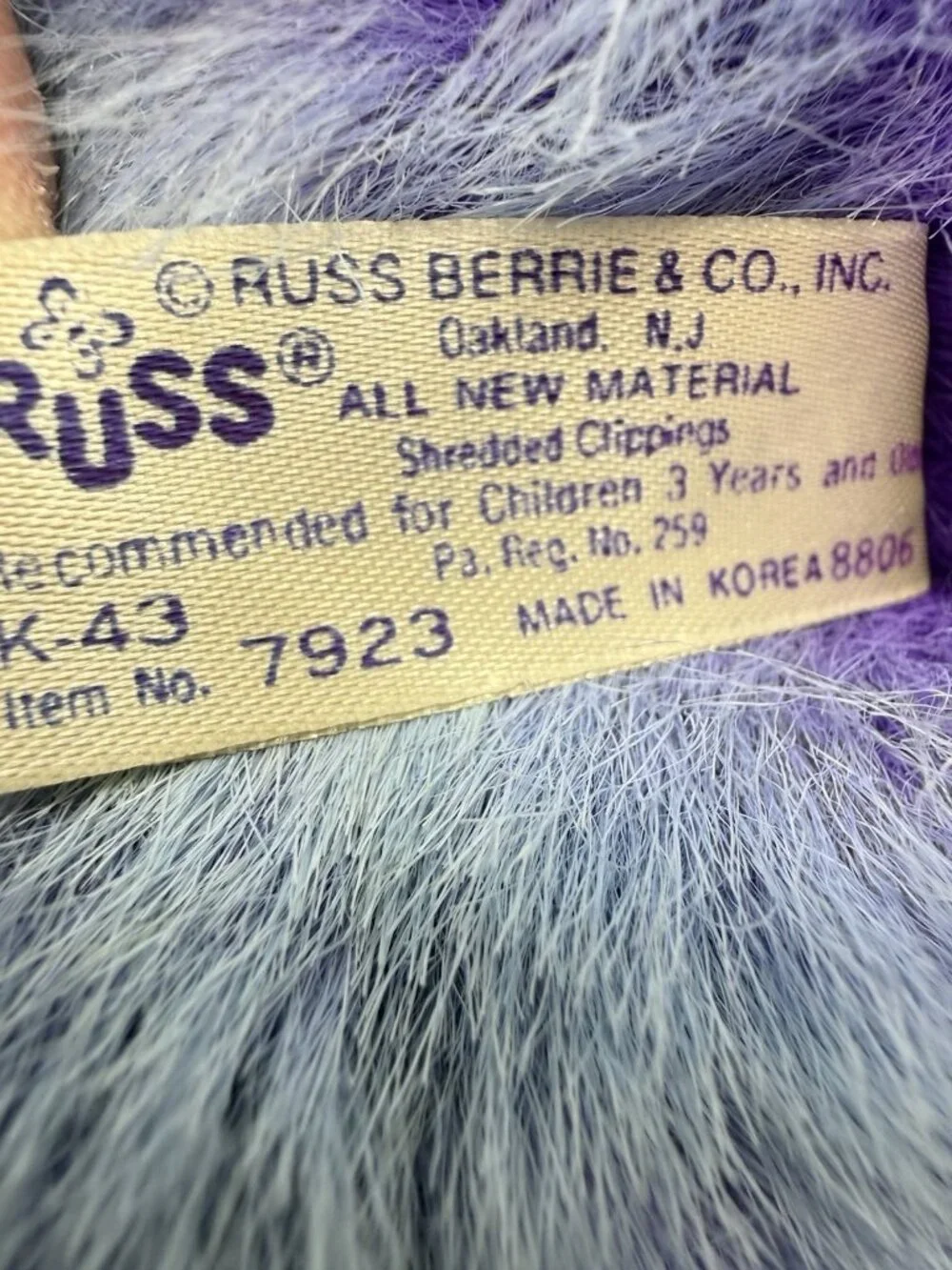 1980's Russ Berrie Weirdo Willy Plush Stuffed Animal Purple Monster NEEDs TLC